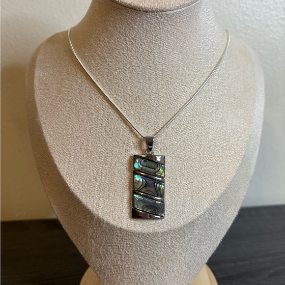 Silver Abalone Shell Necklace - Picture 2 of 6